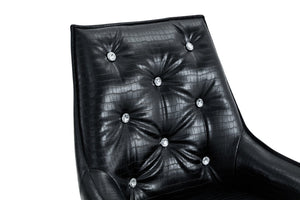 English Elm Crocodile Textured Pu Leather Accent Chair Diamond Tufted with Chrome Metal Legs W3493P456316