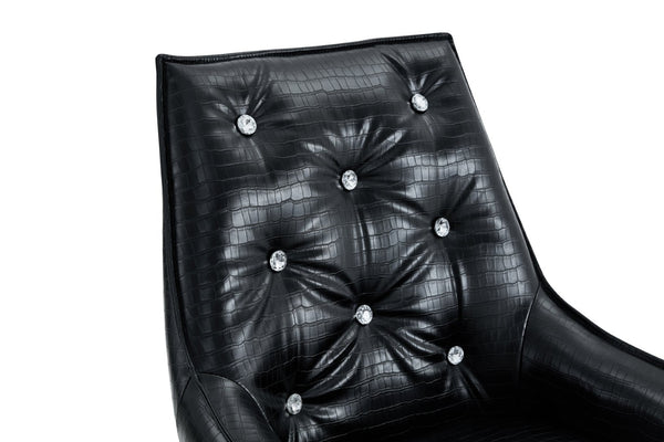 English Elm Crocodile Textured Pu Leather Accent Chair Diamond Tufted with Chrome Metal Legs W3493P456316