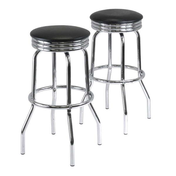 Winsome Wood Summit 2-piece Swivel Seat Stool Set - Modern Black Pvc & Chrome Finish For Stylish Dining & Bars Black ,Metal Pvc ,Metal 93028-winsome-wood