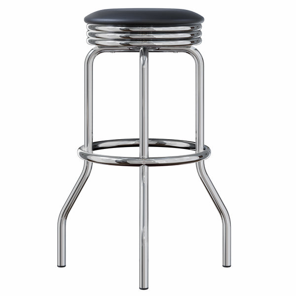 Winsome Wood Summit 2-piece Swivel Seat Stool Set - Modern Black Pvc & Chrome Finish For Stylish Dining & Bars Black ,Metal Pvc ,Metal 93028-winsome-wood