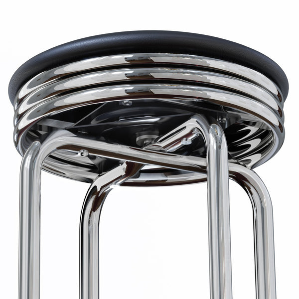 Winsome Wood Summit 2-piece Swivel Seat Stool Set - Modern Black Pvc & Chrome Finish For Stylish Dining & Bars Black ,Metal Pvc ,Metal 93028-winsome-wood