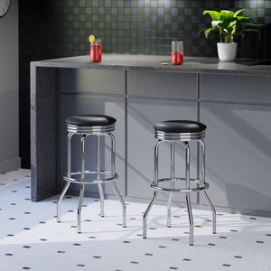 Winsome Wood Summit 2-piece Swivel Seat Stool Set - Modern Black Pvc & Chrome Finish For Stylish Dining & Bars Black ,Metal Pvc ,Metal 93028-winsome-wood