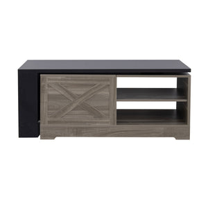 English Elm U-can Farmhouse Lift Top Coffee Table Barn Door Hidden Storage Living Room Brown+Black N724P351732E