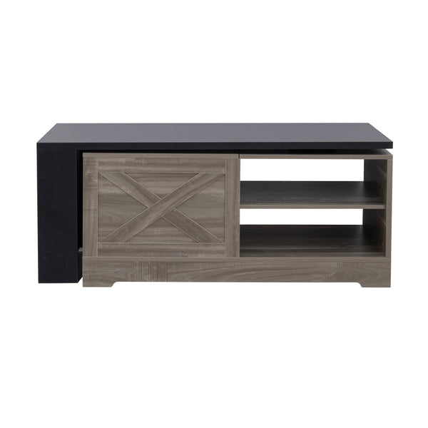 English Elm U-can Farmhouse Lift Top Coffee Table Barn Door Hidden Storage Living Room Brown+Black N724P351732E