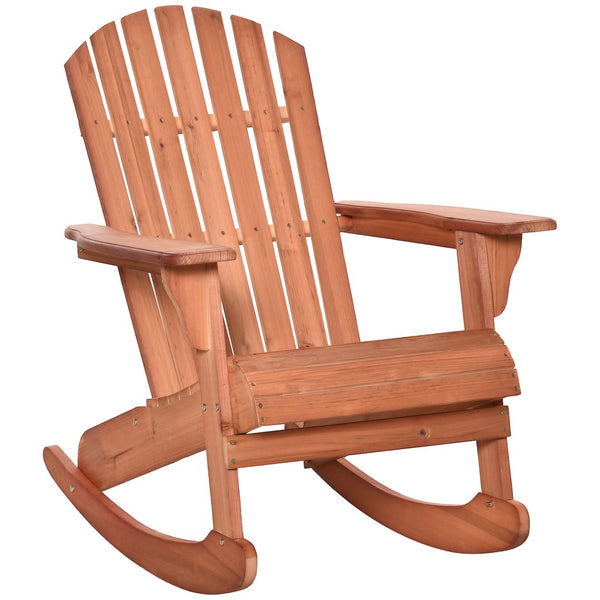 English Elm Rocking Chair Solid Wood Adirondack Style Slatted Fan Back for Porch or Patio T3971P389284