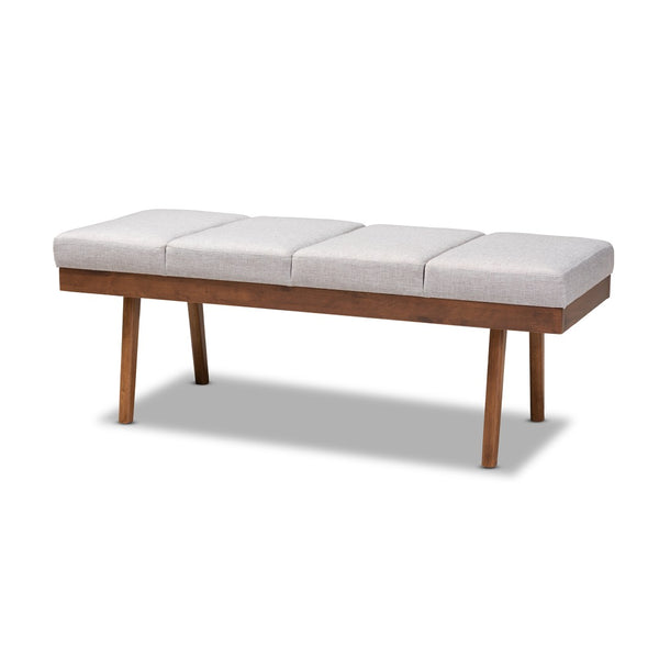 Baxton Studio Baxton Studio Mid-Century Modern Upholstered Wood Bench in Gray Beige - Stylish & Comfortable Seating BBT5364-Greyish Beige-Bench