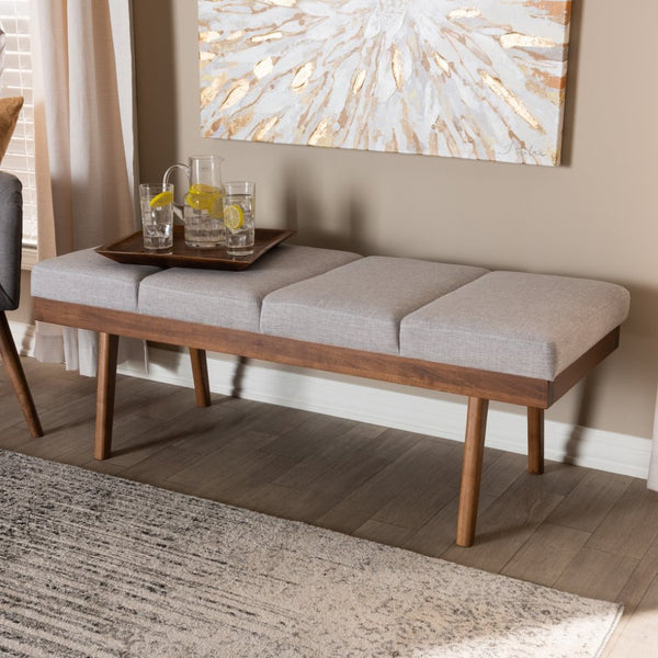 Baxton Studio Baxton Studio Mid-Century Modern Upholstered Wood Bench in Gray Beige - Stylish & Comfortable Seating BBT5364-Greyish Beige-Bench