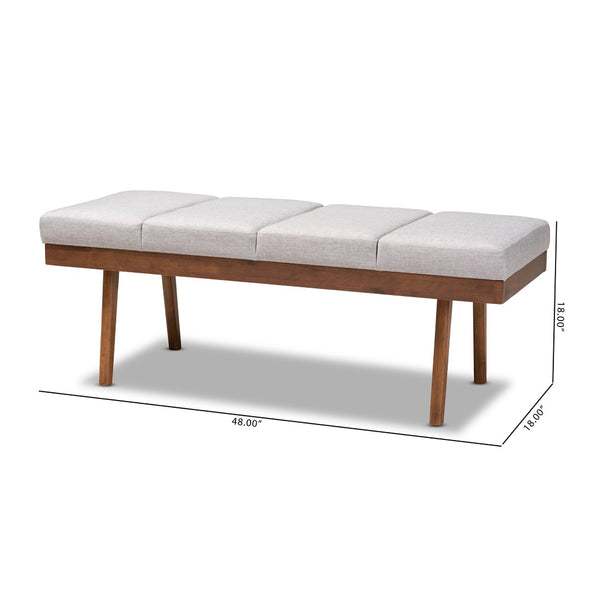 Baxton Studio Baxton Studio Mid-Century Modern Upholstered Wood Bench in Gray Beige - Stylish & Comfortable Seating BBT5364-Greyish Beige-Bench