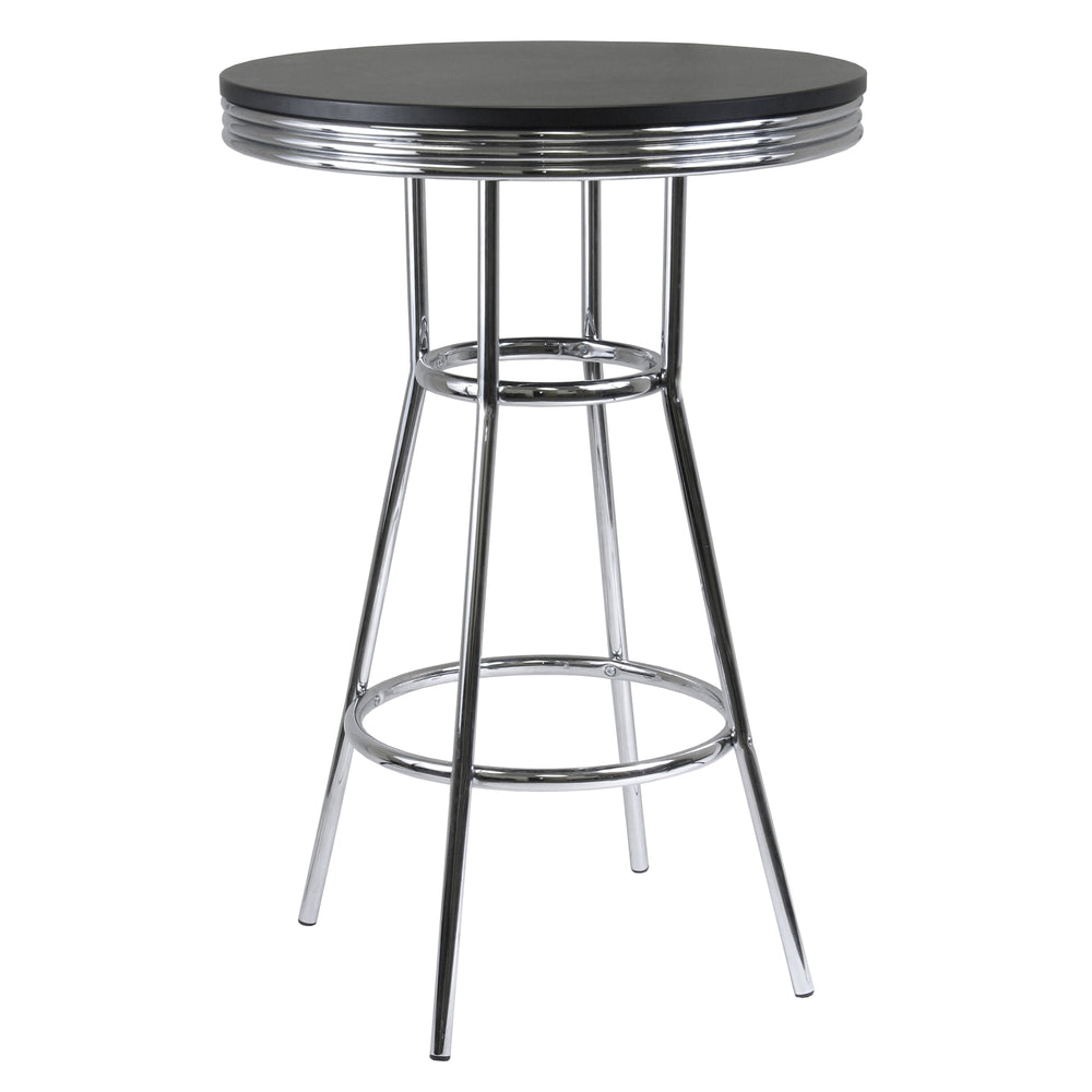 Winsome Wood Summit Round High Table - Modern Black Pvc Top With Chrome Frame | Perfect For Dining & Gatherings Black ,Chrome Composite Wood ,Metal 93030-winsome-wood