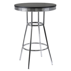 Winsome Wood Summit Round High Table - Modern Black Pvc Top With Chrome Frame | Perfect For Dining & Gatherings Black ,Chrome Composite Wood ,Metal 93030-winsome-wood