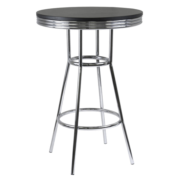 Winsome Wood Summit Round High Table - Modern Black Pvc Top With Chrome Frame | Perfect For Dining & Gatherings Black ,Chrome Composite Wood ,Metal 93030-winsome-wood
