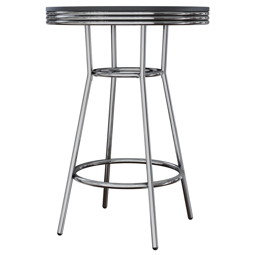 Winsome Wood Summit Round High Table - Modern Black Pvc Top With Chrome Frame | Perfect For Dining & Gatherings Black ,Chrome Composite Wood ,Metal 93030-winsome-wood