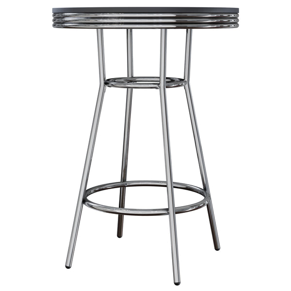 Winsome Wood Summit Round High Table - Modern Black Pvc Top With Chrome Frame | Perfect For Dining & Gatherings Black ,Chrome Composite Wood ,Metal 93030-winsome-wood