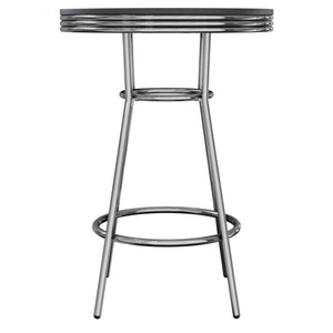 Winsome Wood Summit Round High Table - Modern Black Pvc Top With Chrome Frame | Perfect For Dining & Gatherings Black ,Chrome Composite Wood ,Metal 93030-winsome-wood