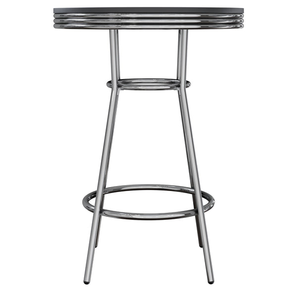 Winsome Wood Summit Round High Table - Modern Black Pvc Top With Chrome Frame | Perfect For Dining & Gatherings Black ,Chrome Composite Wood ,Metal 93030-winsome-wood