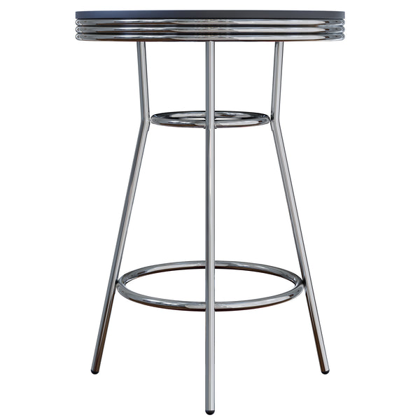 Winsome Wood Summit Round High Table - Modern Black Pvc Top With Chrome Frame | Perfect For Dining & Gatherings Black ,Chrome Composite Wood ,Metal 93030-winsome-wood