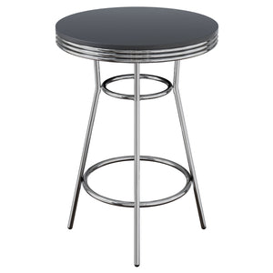Winsome Wood Summit Round High Table - Modern Black Pvc Top With Chrome Frame | Perfect For Dining & Gatherings Black ,Chrome Composite Wood ,Metal 93030-winsome-wood