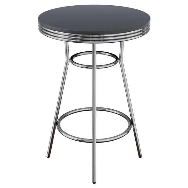 Winsome Wood Summit Round High Table - Modern Black Pvc Top With Chrome Frame | Perfect For Dining & Gatherings Black ,Chrome Composite Wood ,Metal 93030-winsome-wood