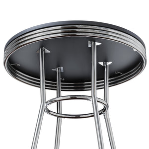 Winsome Wood Summit Round High Table - Modern Black Pvc Top With Chrome Frame | Perfect For Dining & Gatherings Black ,Chrome Composite Wood ,Metal 93030-winsome-wood