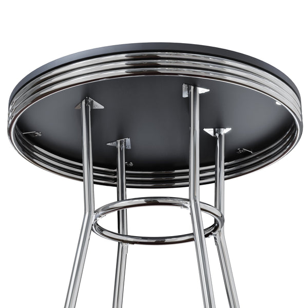 Winsome Wood Summit Round High Table - Modern Black Pvc Top With Chrome Frame | Perfect For Dining & Gatherings Black ,Chrome Composite Wood ,Metal 93030-winsome-wood