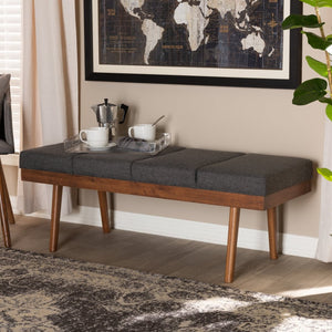 Baxton Studio Baxton Studio Charcoal Upholstered Wood Bench - Mid-Century Modern Accent for Any Space BBT5364-Dark Grey-Bench