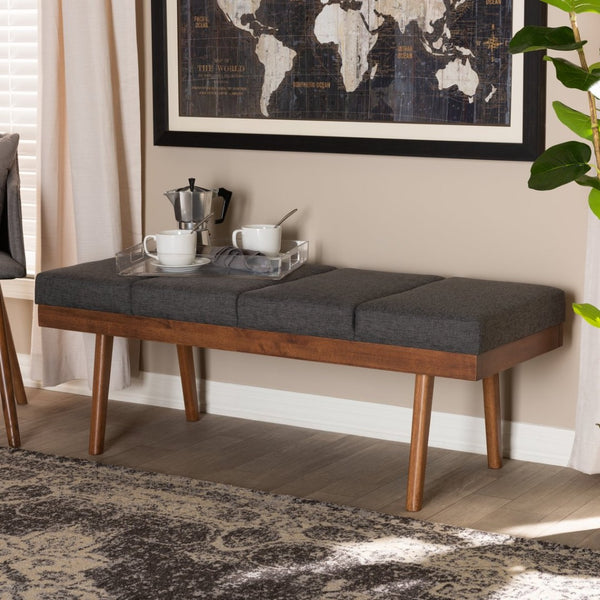 Baxton Studio Baxton Studio Charcoal Upholstered Wood Bench - Mid-Century Modern Accent for Any Space BBT5364-Dark Grey-Bench
