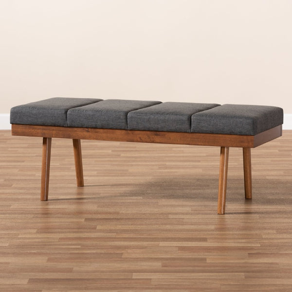 Baxton Studio Baxton Studio Charcoal Upholstered Wood Bench - Mid-Century Modern Accent for Any Space BBT5364-Dark Grey-Bench