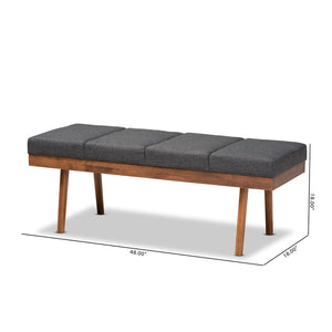 Baxton Studio Baxton Studio Charcoal Upholstered Wood Bench - Mid-Century Modern Accent for Any Space BBT5364-Dark Grey-Bench