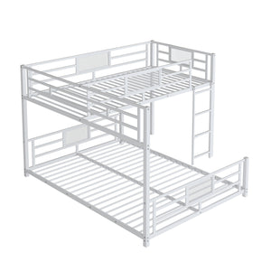 English Elm L-shaped Metal Twin over Full Bunk Bed with Durable Steel Frame, Space-Saving Design and Kid-Friendly Safety Features White N709P196510K
