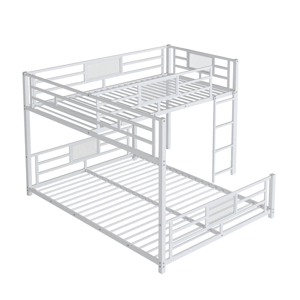 English Elm L-shaped Metal Twin over Full Bunk Bed with Durable Steel Frame, Space-Saving Design and Kid-Friendly Safety Features White N709P196510K