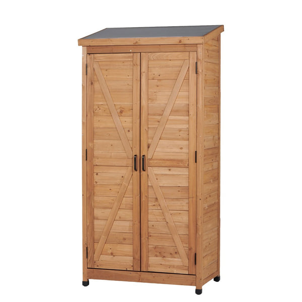 English Elm Outdoor Cedar Storage Cabinet Farmhouse Vertical Shed for Backyard Patio Garden Tools W2640P291256