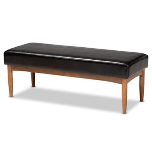 Baxton Studio Baxton Studio Arvid Mid-Century Modern Dark Brown Faux Leather Upholstered Dining Nook Set 4-Piece BBT8051-Dark Brown/Walnut-4PC Dining Nook Set