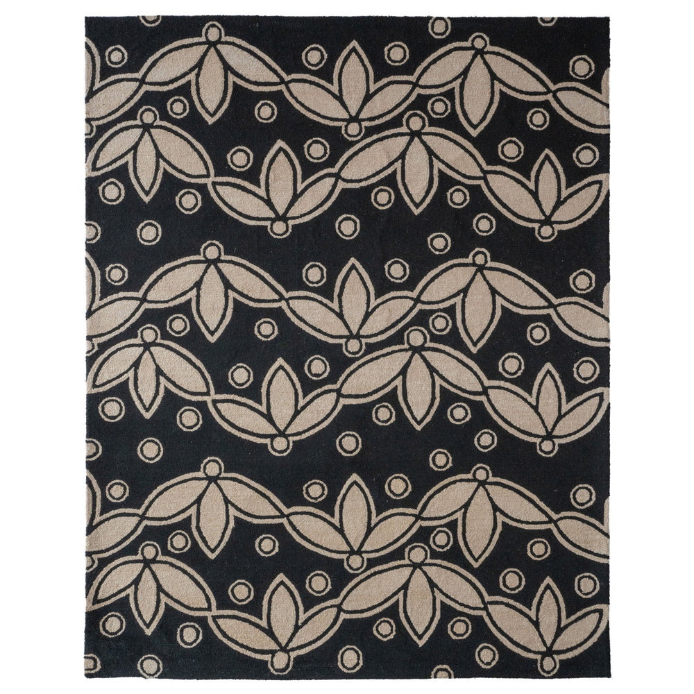 Capel Rugs Happy Day Floral Design Rug By Cococozy - Eco-friendly, 100% Recycled Pet For Stylish Spaces Onyx, Ivory 100% Polyester 9305rs03000500375