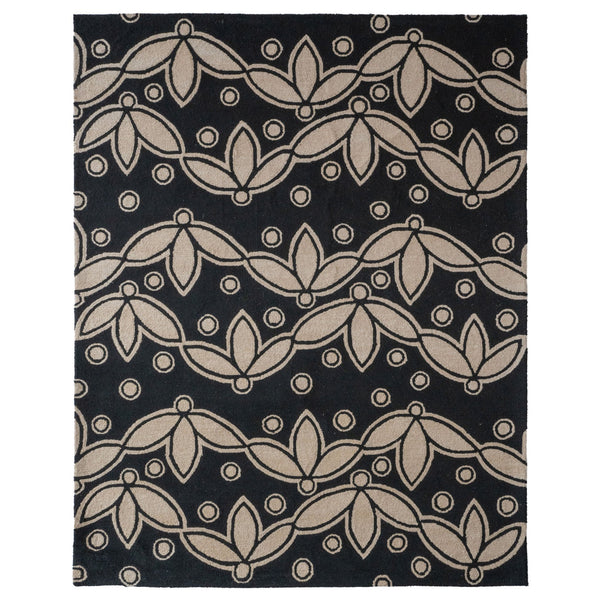 Capel Rugs Happy Day Floral Design Rug By Cococozy - Eco-friendly, 100% Recycled Pet For Stylish Spaces Onyx, Ivory 100% Polyester 9305rs03000500375