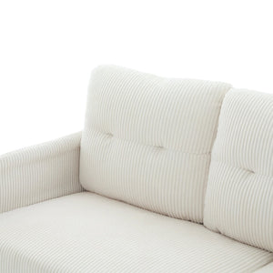 English Elm United We Win Corduroy Loveseat Plush Ergonomic Sofa with Spring Support Metal Legs Beige W1568P410043