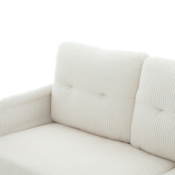 English Elm United We Win Corduroy Loveseat Plush Ergonomic Sofa with Spring Support Metal Legs Beige W1568P410043