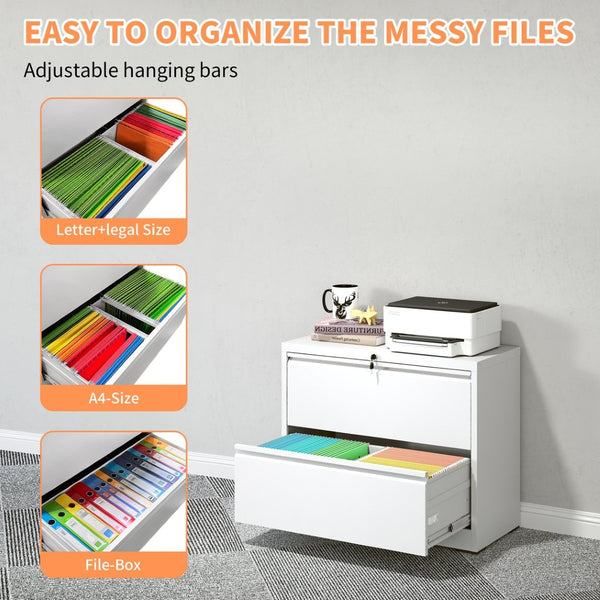 English Elm Lateral Steel Filing Cabinet Two Drawer Locking Anti-tip Home Office Storage W2735P428819