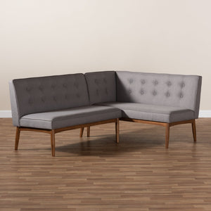 Baxton Studio Baxton Studio Arvid Mid-Century Modern Gray Upholstered 2-Piece L-Shaped Dining Banquette Set BBT8051-Grey-2PC SF Bench