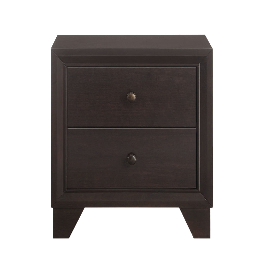 English Elm Espresso Two-Drawer Nightstand with Sturdy Wooden Legs, Warm Finish, Compact Storage for Bedroom Essentials B062P186508