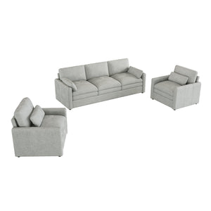 English Elm Cozy Oversized Chenille Sofa Set - Plush Double Cushion Comfort For Living Room & Family Spaces N719S001921R