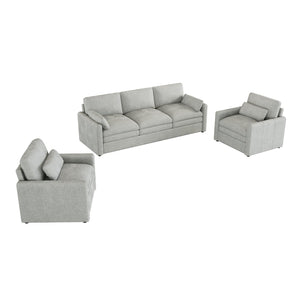 English Elm 101.2" Modular Chenille Sectional Sofa with Tufted Cushions and Deep Seating for Living Room Light Grey N719S001924R