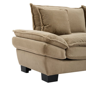 English Elm Corduroy Modern Sofa Sleeper Loveseat with Double-Layer Cushions, Two Pillows, Sturdy Frame 84" khaki W676P227338