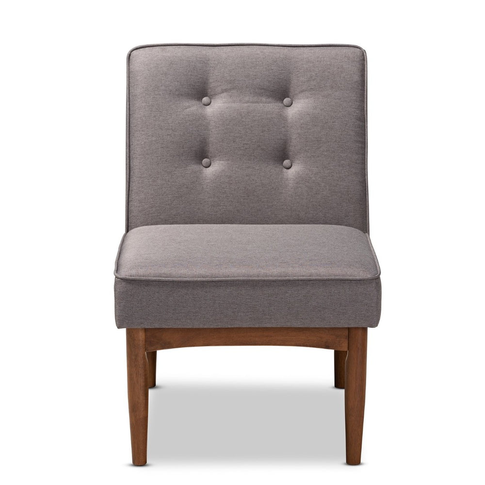 Baxton Studio Baxton Arvid Mid-Century Modern Gray Upholstered Dining Chair with Elegant Walnut Legs & Comfort BBT8051-Grey-CC