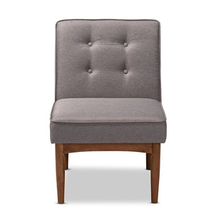 Baxton Studio Baxton Arvid Mid-Century Modern Gray Upholstered Dining Chair with Elegant Walnut Legs & Comfort BBT8051-Grey-CC
