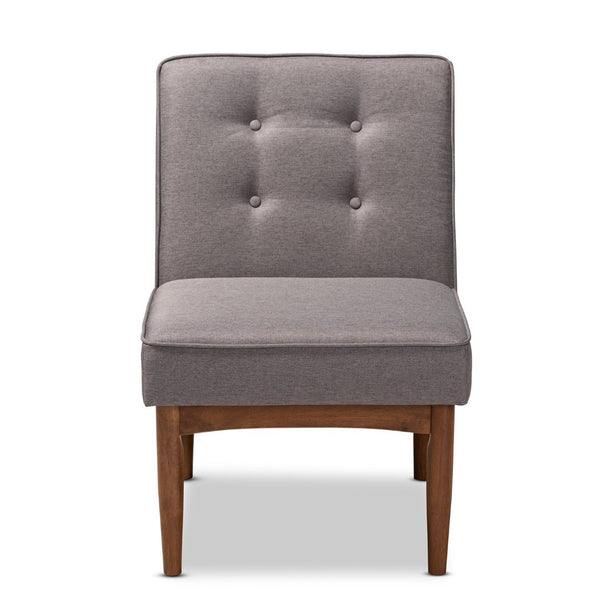 Baxton Studio Baxton Arvid Mid-Century Modern Gray Upholstered Dining Chair with Elegant Walnut Legs & Comfort BBT8051-Grey-CC