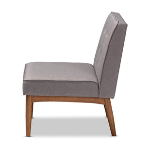 Baxton Studio Baxton Arvid Mid-Century Modern Gray Upholstered Dining Chair with Elegant Walnut Legs & Comfort BBT8051-Grey-CC