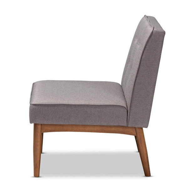 Baxton Studio Baxton Arvid Mid-Century Modern Gray Upholstered Dining Chair with Elegant Walnut Legs & Comfort BBT8051-Grey-CC