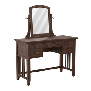 OSP Home Furnishings Modern Mission Vanity and Mirror Vintage Oak