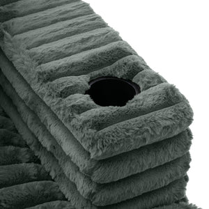 English Elm Oversized Double Chaise Lounge Sofa Bed – Plush Cloud Couch With Usb Ports, Cup Holders & Pillows N719S002110R-GIGA