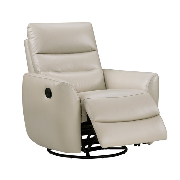 English Elm Luxurious swivel glider recliner chair with top-grain leather, plush foam over coils and sturdy frame taupe 36 L x 30.5 W x 26 H B011P395598